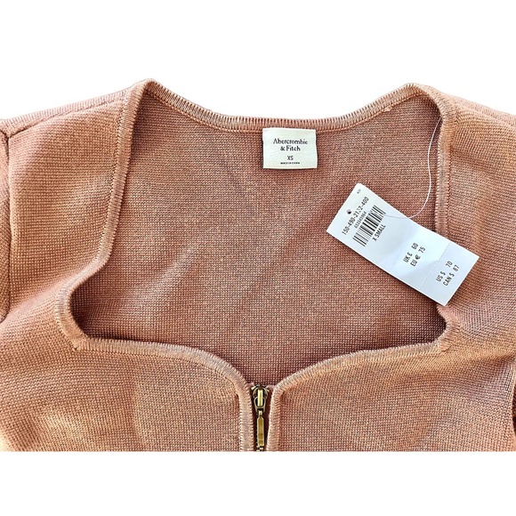 NWT Abercrombie & Fitch Zip-Up Notch-Neck Slim Top Sz. XS - Picture 5 of 5